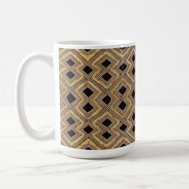Afrikansk BaKuba tribal kaffemugg (Vänster)