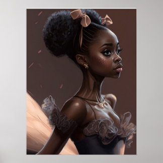 Afrikansk ballerina, flicka i kärlek balett poster