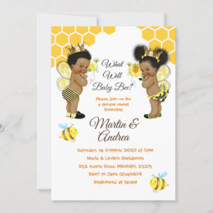 Afrikansk biobes Gender Reveal Bee Party Inbjudningar