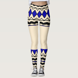 Afrikansk Blå Geometrisk Leggings