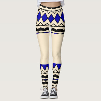 Afrikansk Blå Geometrisk Leggings