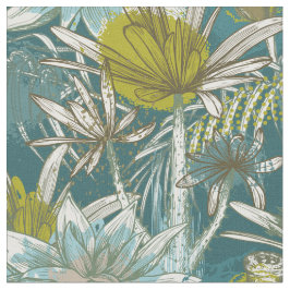 Afrikansk Blommigt blå Grönt Tyg