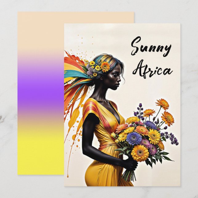 Afrikansk blommigt för etnisk mode chrysanthemum inbjudningar (Fram/baksida)