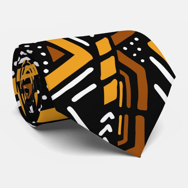Afrikansk Bogolan Lera Trasa Tie Slips (Rullad)