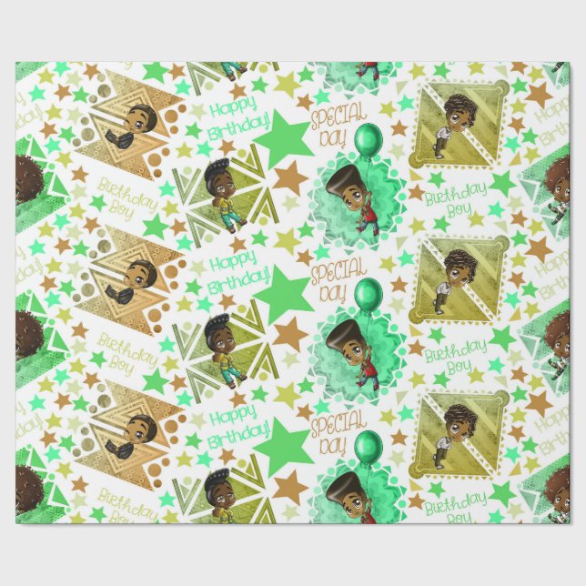 Afrikansk boys Birthday Presentpapper (Seam)