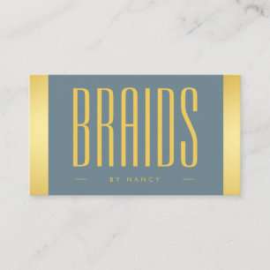Afrikansk Braiding Dusty Blue och Guld Visitkort