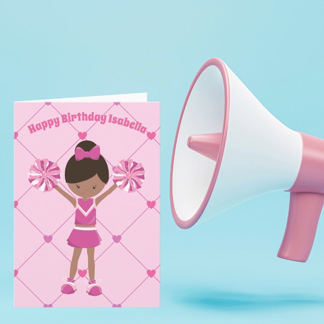 Afrikansk Cheerlead Anpassningsbar Birthday Girl Kort (Skapare uppladdad)