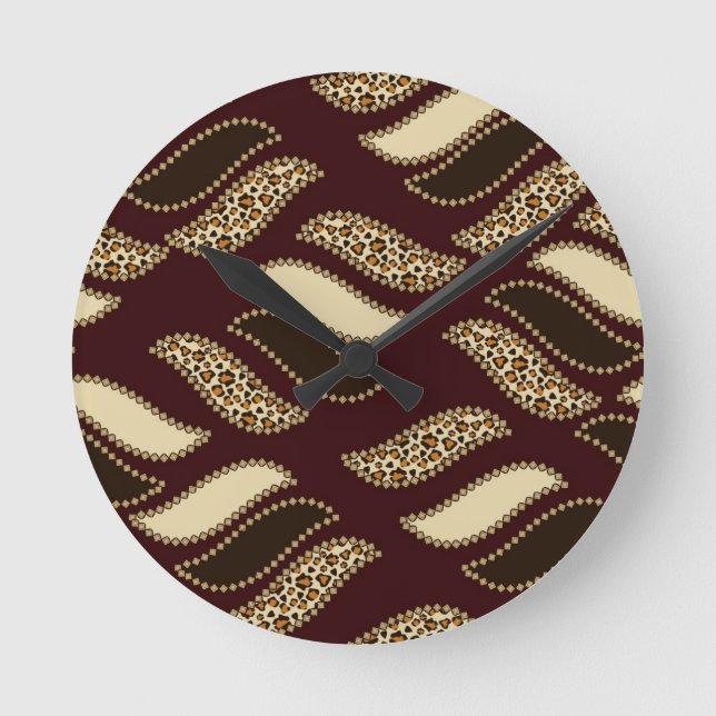 Afrikansk cheetah skin mönster rund klocka (Framsida)