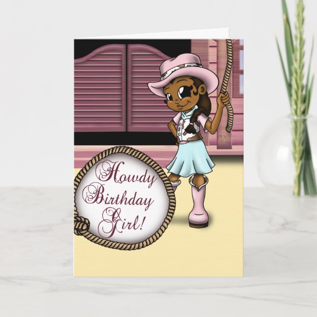 Afrikansk Cowgirl Birthday Kort (Framsida)