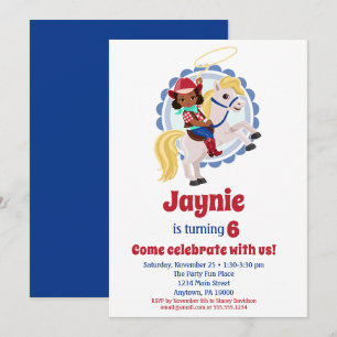Afrikansk Cowgirl Horse Rodeo Birthday Inbjudningar