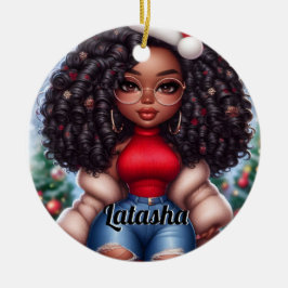 Afrikansk Cute-julkvinna Julgransprydnad Keramik