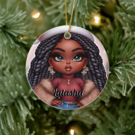 Afrikansk Cute-julkvinna Julgransprydnad Keramik