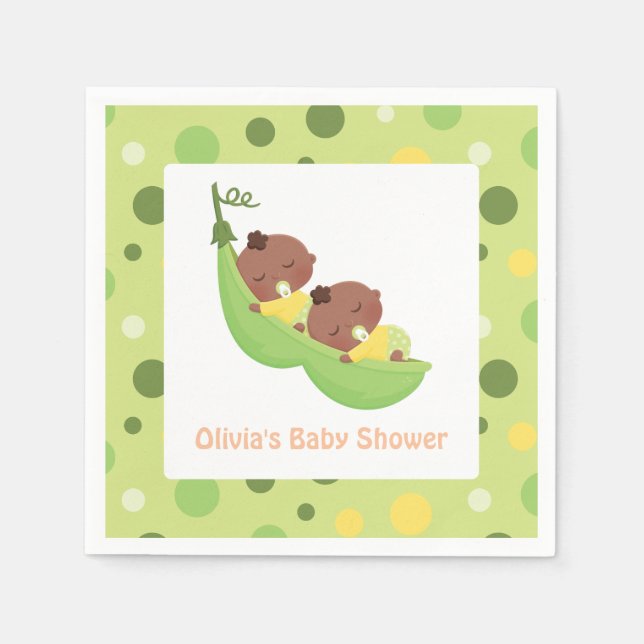 Afrikansk cute Twillingar Baby Shower Napkins Pappersservett (Framsidan)