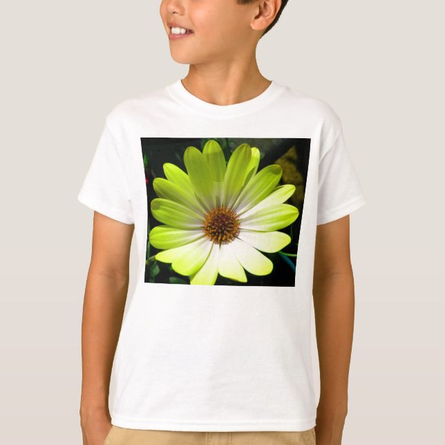 Afrikansk Daisy Fluorescent Gult Girls T Shirt (Framsida)