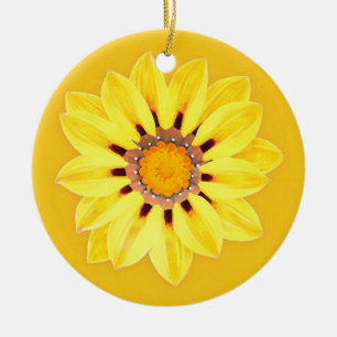 Afrikansk Daisy/Gazania - Mustard Guld Julgransprydnad Keramik