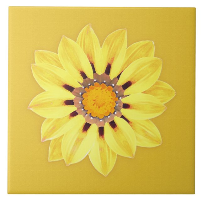 Afrikansk Daisy/Gazania - Mustard Guld Kakelplatta (Framsidan)