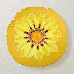 Afrikansk Daisy/Gazania - Mustard Guld Rund Kudde