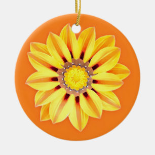 Afrikansk Daisy/Gazania - Orange och Gult Julgransprydnad Keramik