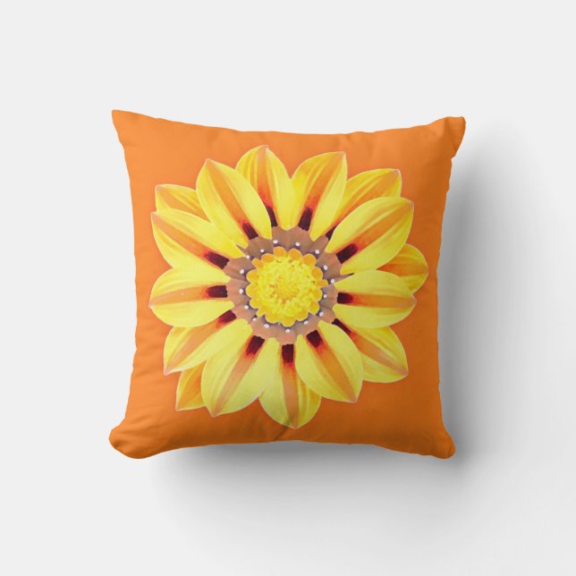 Afrikansk Daisy/Gazania - Orange och Gult Kudde (Framsida)