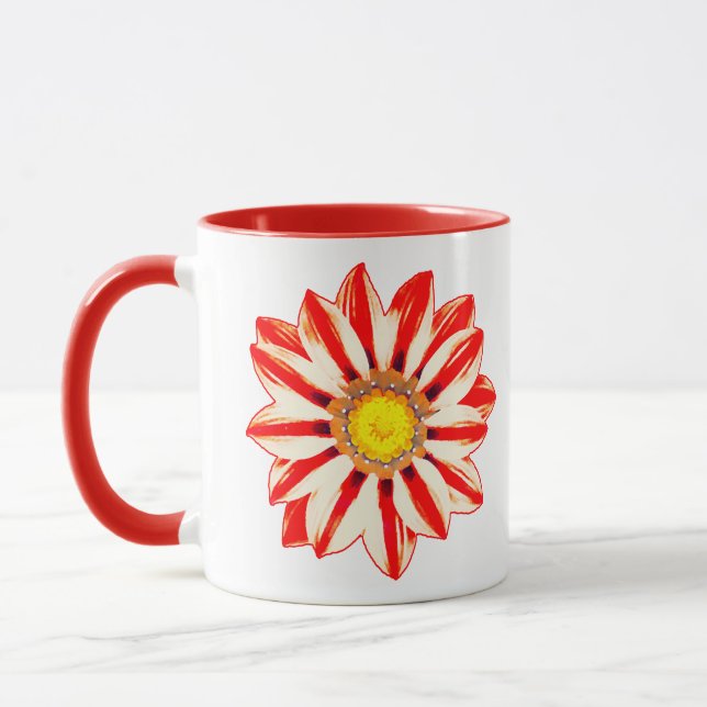 Afrikansk Daisy / Gazania Red and White Stripe Mugg (Vänster)