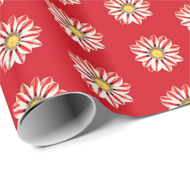 Afrikansk Daisy / Gazania Red and White Stripe Presentpapper (Rullad Hörn)