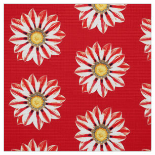 Afrikansk Daisy / Gazania - Röda och vita strimla Tyg