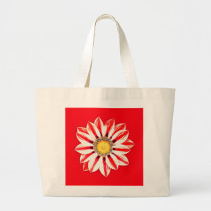 Afrikansk Daisy/Gazania - Röda och vita strimmor Jumbo Tygkasse