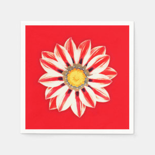 Afrikansk Daisy/Gazania - Röda och vita strimmor Pappersservett