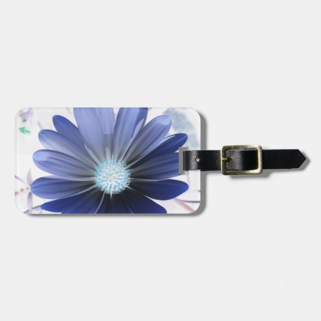 Afrikansk Daisy Glowing Blue Anpassningsbar Luggag Bagagebricka (Horisontell Framsida)
