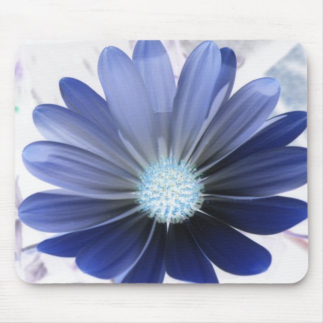 Afrikansk Daisy Glowing Blue Mousepad Musmatta (Framsidan)