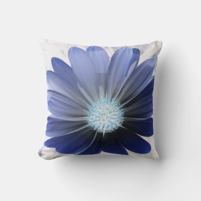 Afrikansk Daisy Glowing Blue Pillow Kudde (Framsida)