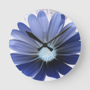 Afrikansk Daisy Glowing Blue Wall Clock Rund Klocka
