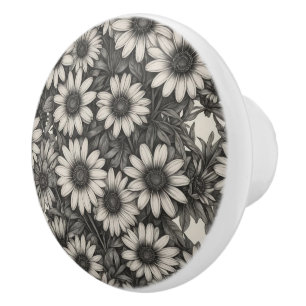 Afrikansk Daisy, gråskala teckning Knopp