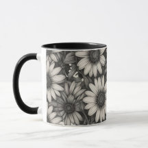 Afrikansk Daisy, gråskala teckning