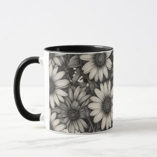 Afrikansk Daisy, gråskala teckning Mugg