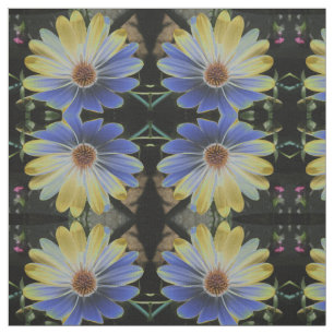Afrikansk Daisy Lapis och Guld Flor Patterned Fabr Tyg