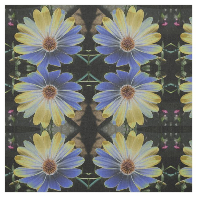 Afrikansk Daisy Lapis och Guld Flor Patterned Fabr Tyg (Provkarta)