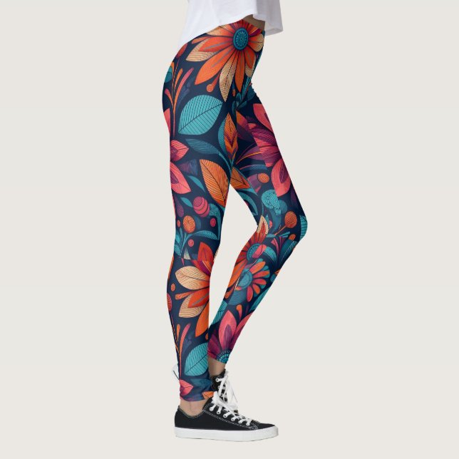 Afrikansk Daisy Mönster färsk och vibrant Leggings (Höger)