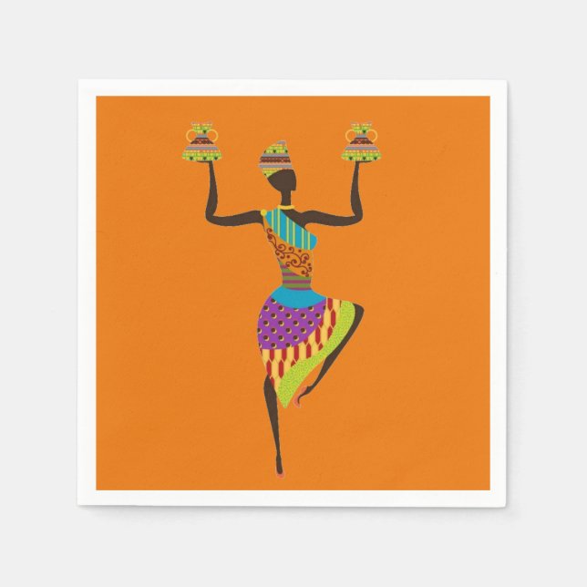 Afrikansk dam afrikansk tematmiddag party pappersservett (Framsidan)