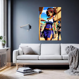 Afrikansk Dam blå klänning | AI Art Poster