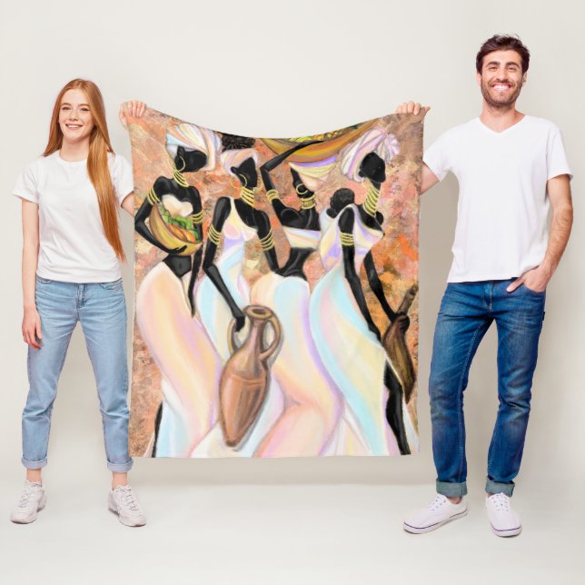Afrikansk Dam Fleece Blanket - Art Stil-målning (På plats)