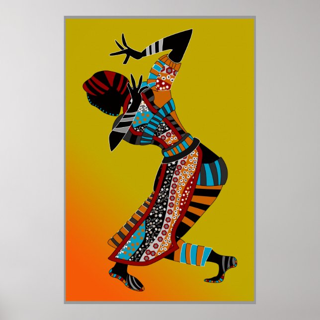 Afrikansk dancer-stamkonst poster FRÅN 8.99 (Framsidan)