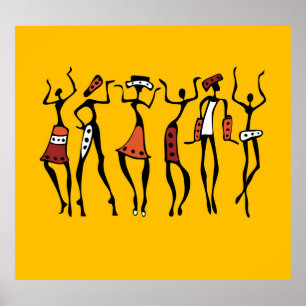 Afrikansk dansare, Ethnic Silhouette Vintage. Poster