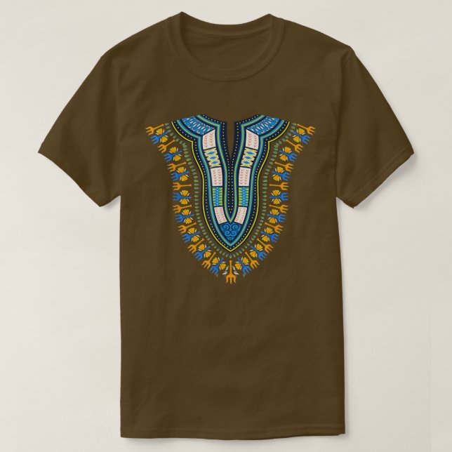 Afrikansk Dashiki Kente Skriv ut traditionell Tras T Shirt (Design framsida)