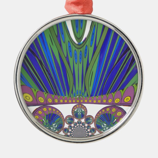 Afrikansk dekorativ mönster modern design färg julgransprydnad metall (Framsidan)