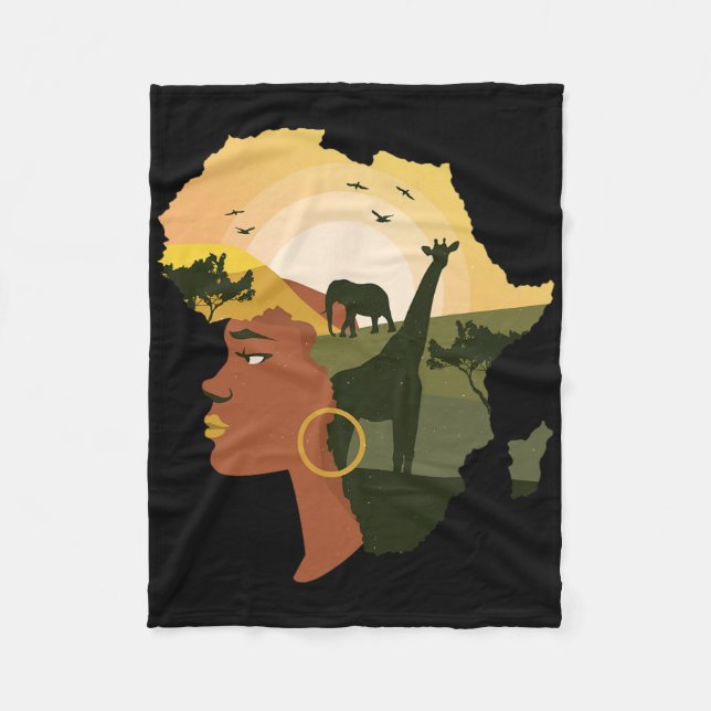 Afrikansk dekretet Afro Amer från 1900-talet Fleecefilt (Framsidan)