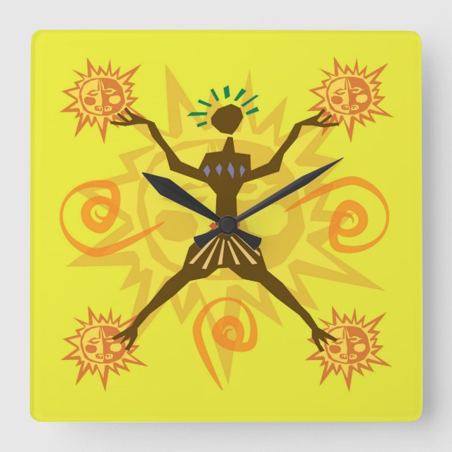 Afrikansk design fyrkantig klocka (Framsida)
