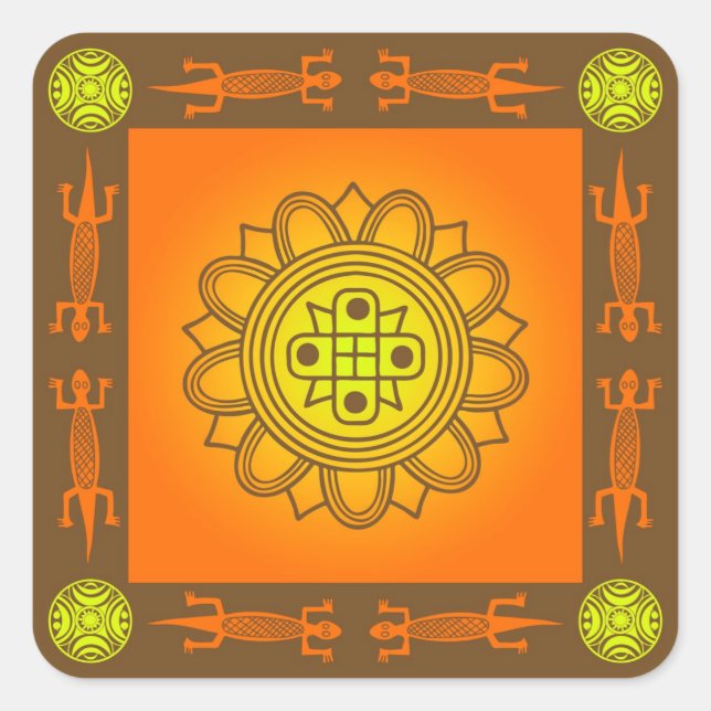 Afrikansk design fyrkantigt klistermärke (Framsida)