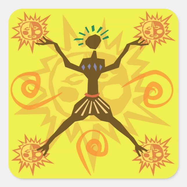 Afrikansk design fyrkantigt klistermärke (Framsida)