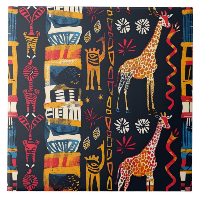 Afrikansk design, Giraffe Ceramic Tile Kakelplatta (Framsidan)